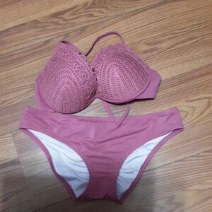 Shade Shore Rosewood‎  Cheeky Push Up Underwire Crochet Bikini Set